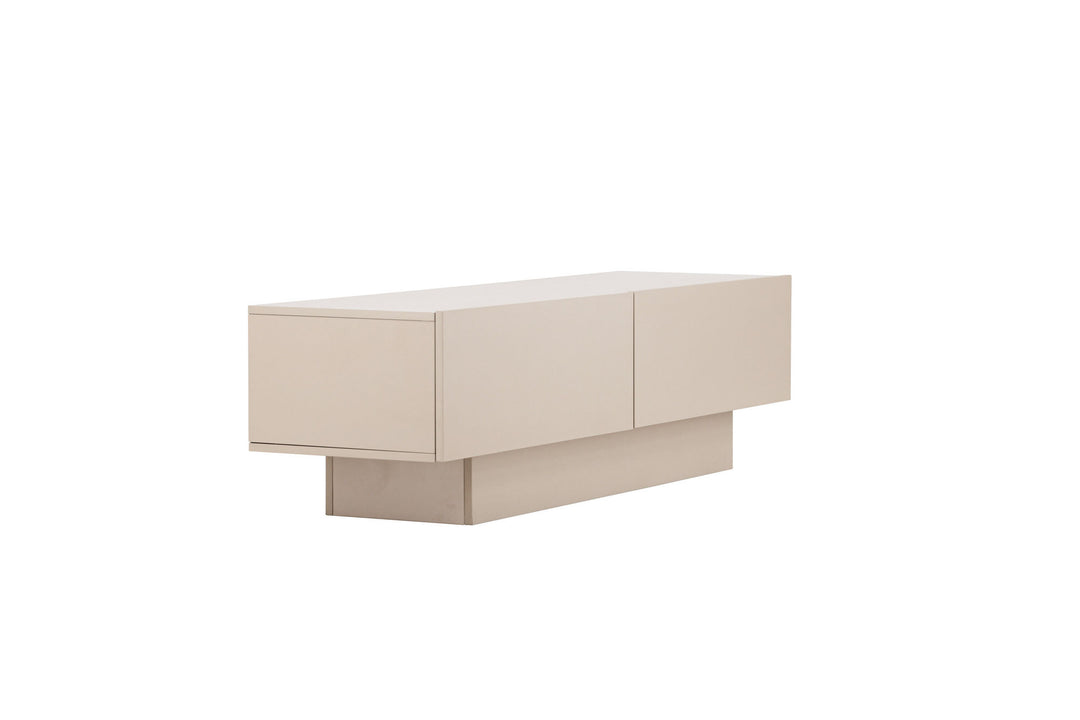 Venture Home Cuenca TV-bord - Beige / Sort glas Melamin/Glas