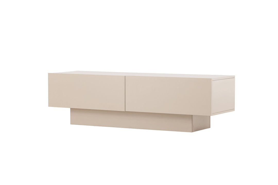 Venture Home Cuenca TV-bord - Beige / Sort glas Melamin/Glas