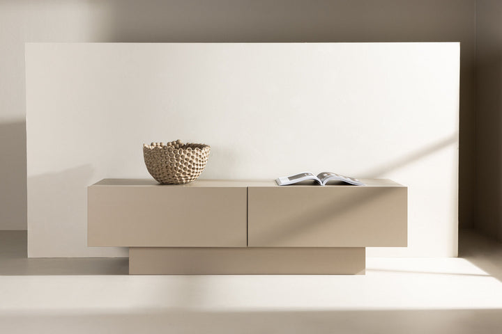 Venture Home Cuenca TV-bord - Beige / Sort glas Melamin/Glas