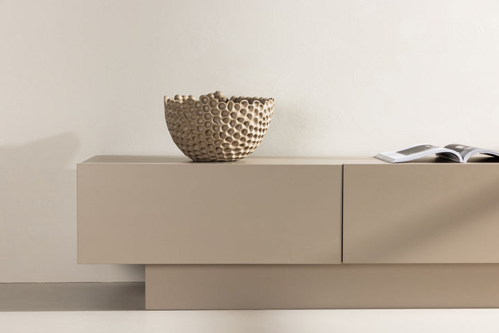 Venture Home Cuenca TV-bord - Beige / Sort glas Melamin/Glas
