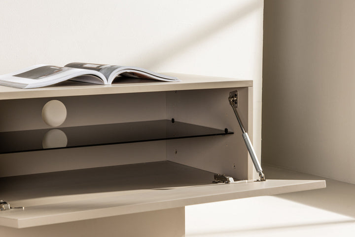 Venture Home Cuenca TV-bord - Beige / Sort glas Melamin/Glas