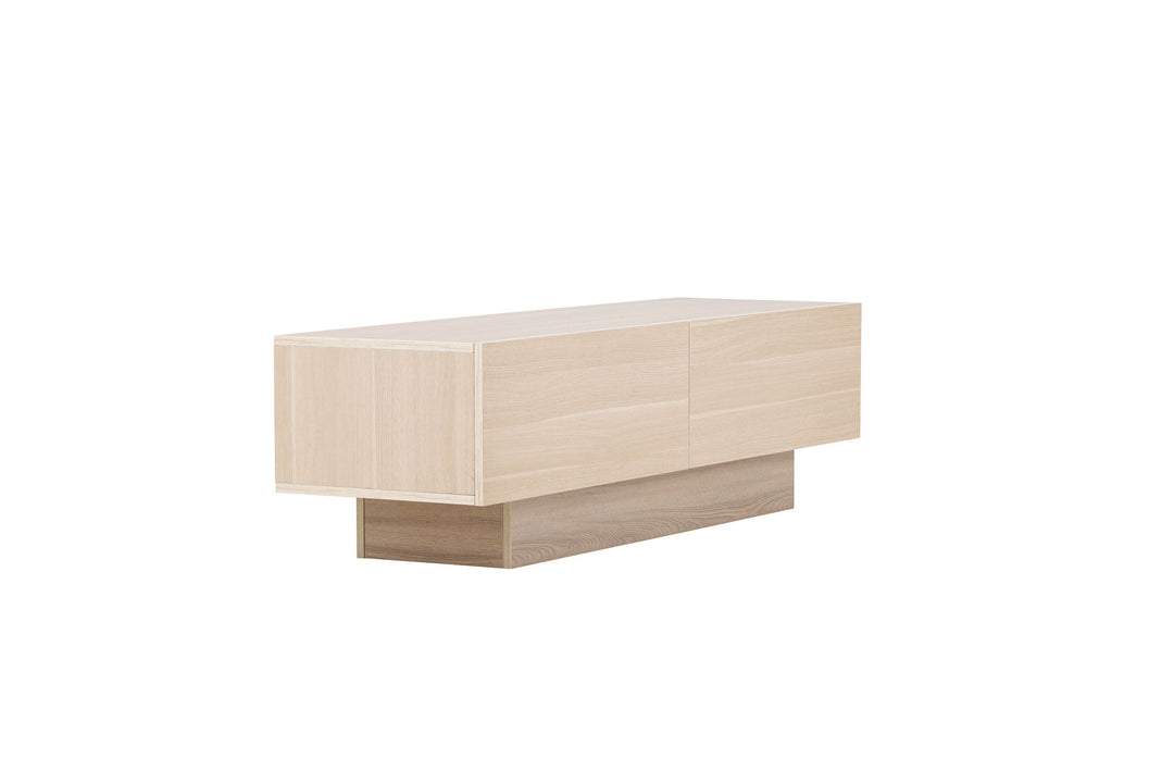 Venture Home Cuenca TV Bench  - Whitewash / Clear glass Melamine/Glass