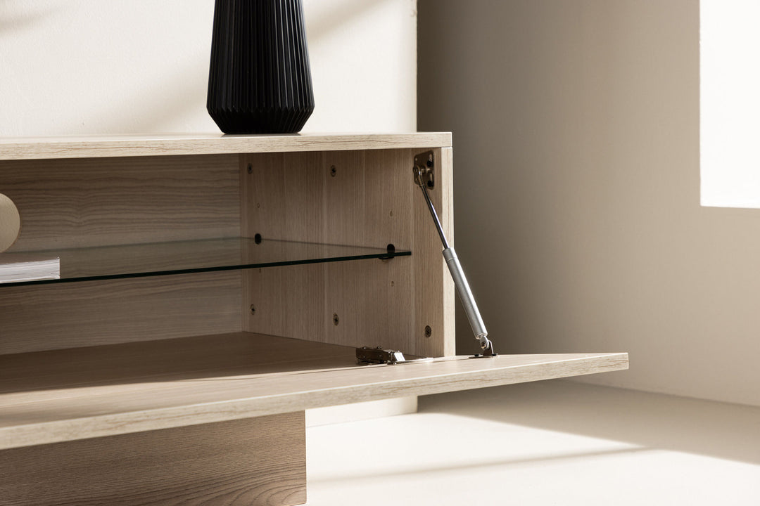 Venture Home Cuenca TV Bench  - Whitewash / Clear glass Melamine/Glass