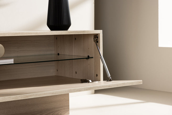 Venture Home Cuenca TV Bench  - Whitewash / Clear glass Melamine/Glass