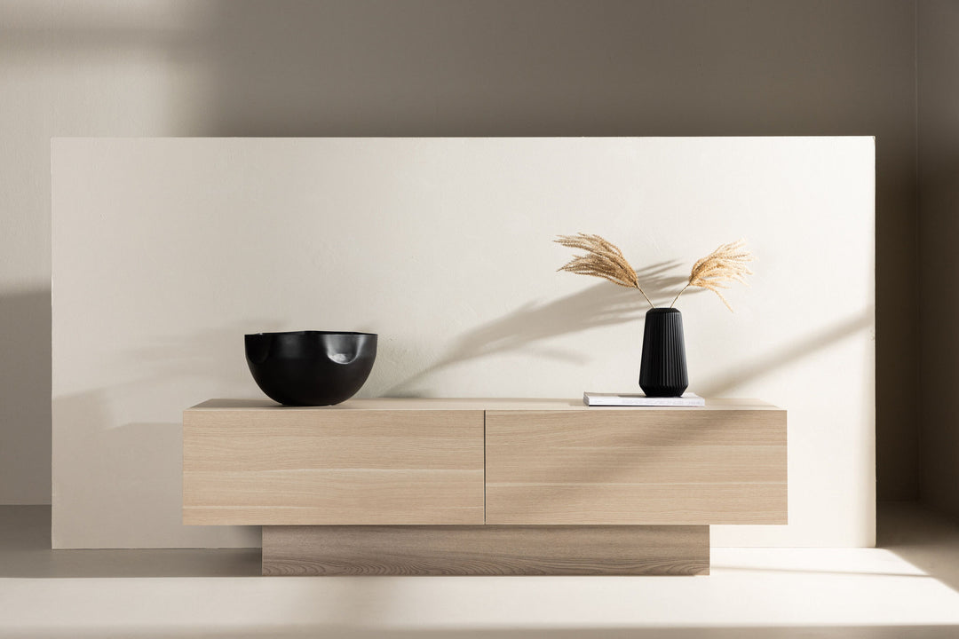 Venture Home Cuenca TV Bench  - Whitewash / Clear glass Melamine/Glass