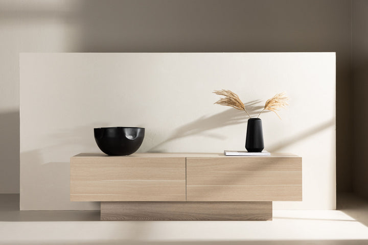 Venture Home Cuenca TV Bench  - Whitewash / Clear glass Melamine/Glass