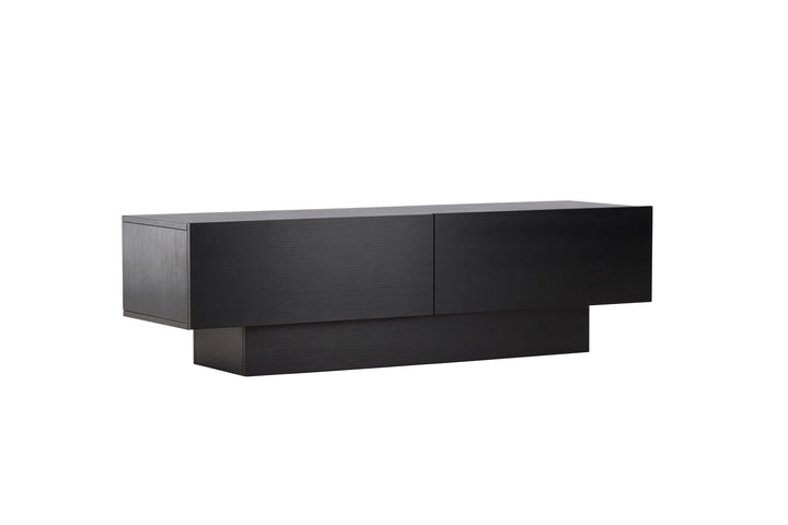 Venture Home Cuenca TV Bench  - Black / Black glass Melamine/Glass