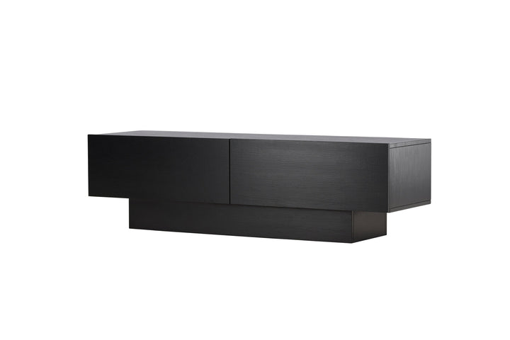Venture Home Cuenca TV Bench  - Black / Black glass Melamine/Glass