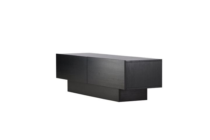 Venture Home Cuenca TV Bench  - Black / Black glass Melamine/Glass