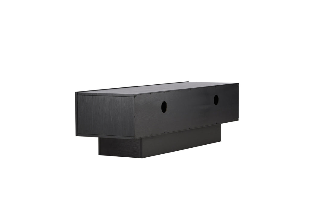 Venture Home Cuenca TV Bench  - Black / Black glass Melamine/Glass