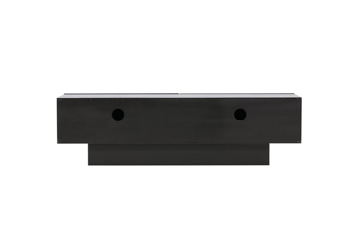 Venture Home Cuenca TV Bench  - Black / Black glass Melamine/Glass