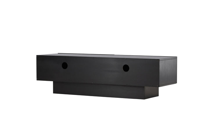 Venture Home Cuenca TV Bench  - Black / Black glass Melamine/Glass