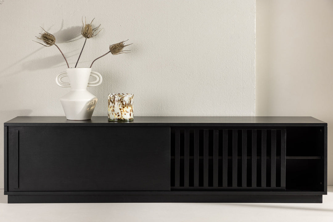 Venture Home Lugo TV Bench  - Black / Black Melamine