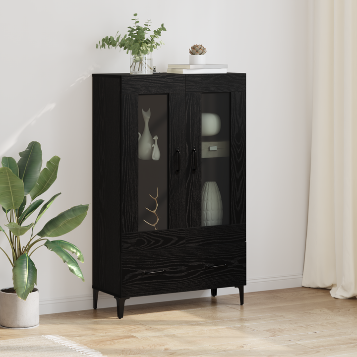 Highboard Sort eg 70 x 31 x 115 cm Ingeniørt træ og jern