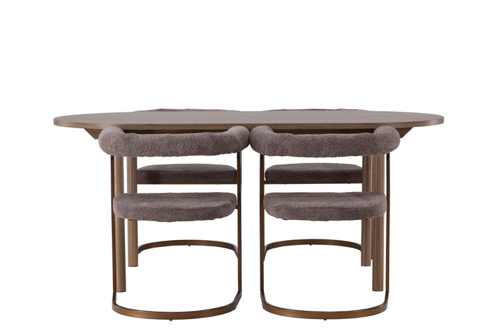 Venture Home Andy Dining Table 180*75 - Natural / Natural MDF +Morning Dining Chair - Black / Black Boucle _4