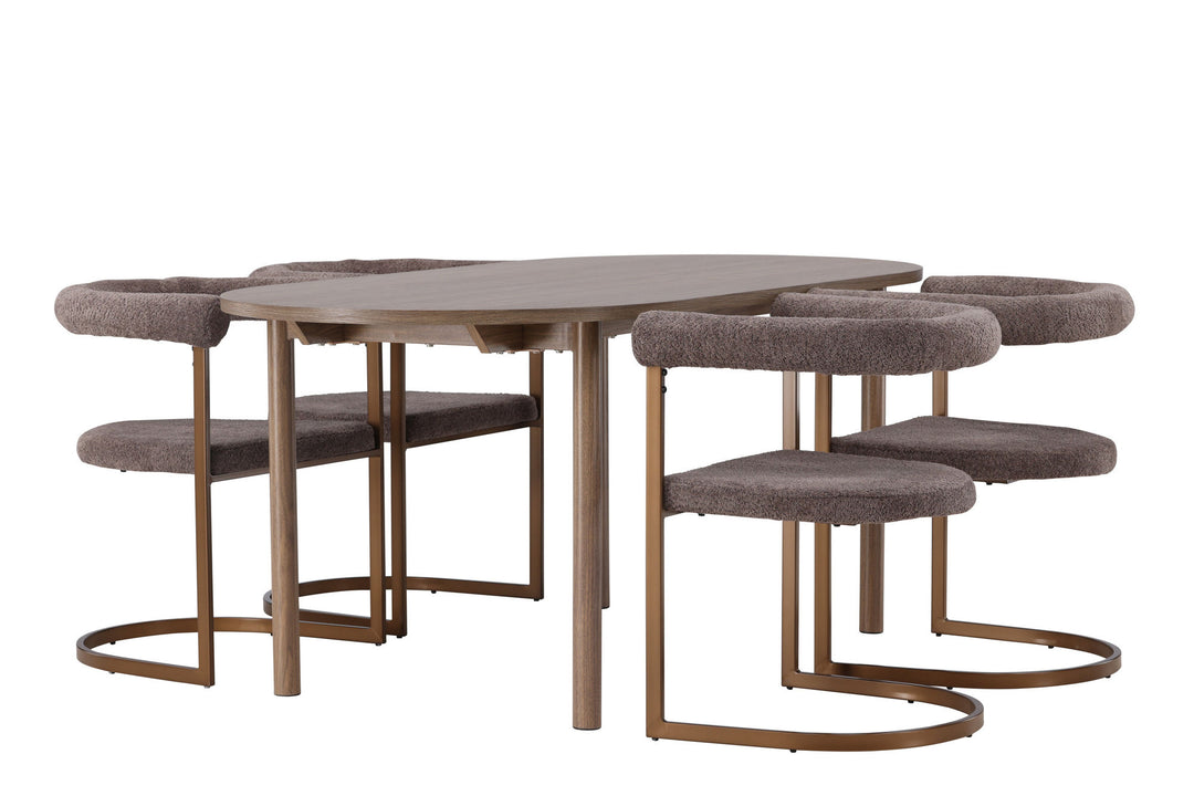 Venture Home Andy Dining Table 180*75 - Natural / Natural MDF +Morning Dining Chair - Black / Black Boucle _4