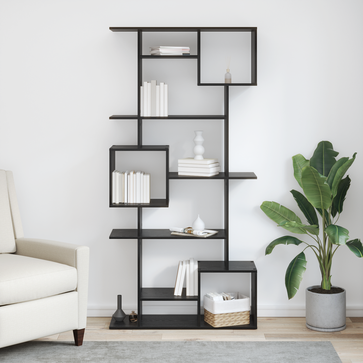 Bogskab Sort eg 92 x 29 x 188 cm Konstrueret træ