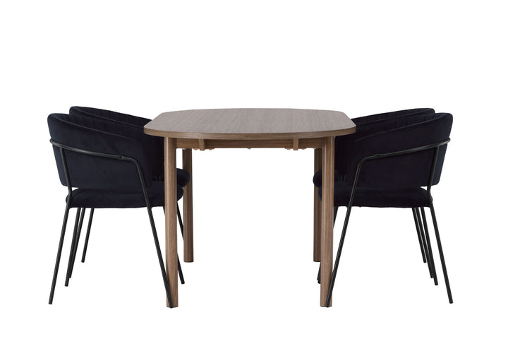 Venture Home Andy Dining Table 180*75 - Natural / Natural MDF +Selma Dining Chair - Black / Black Velvet _4