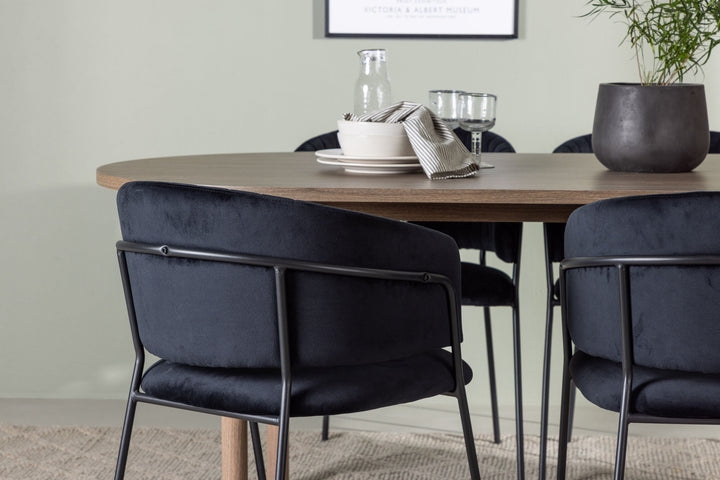 Venture Home Andy Dining Table 180*75 - Natural / Natural MDF +Selma Dining Chair - Black / Black Velvet _4