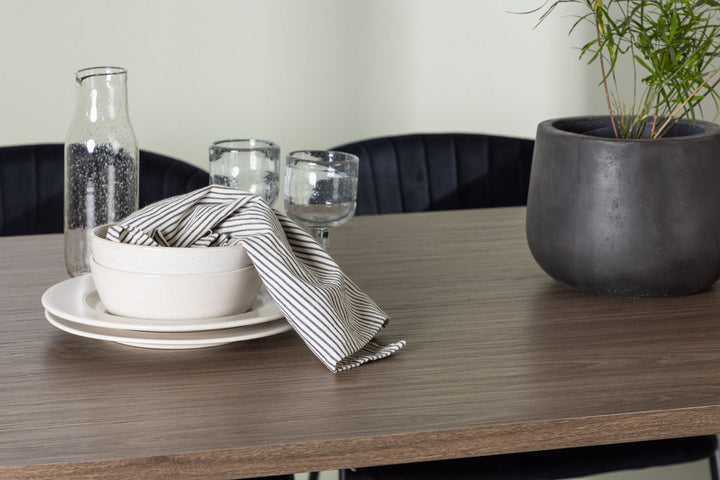 Venture Home Andy Dining Table 180*75 - Natural / Natural MDF +Selma Dining Chair - Black / Black Velvet _4