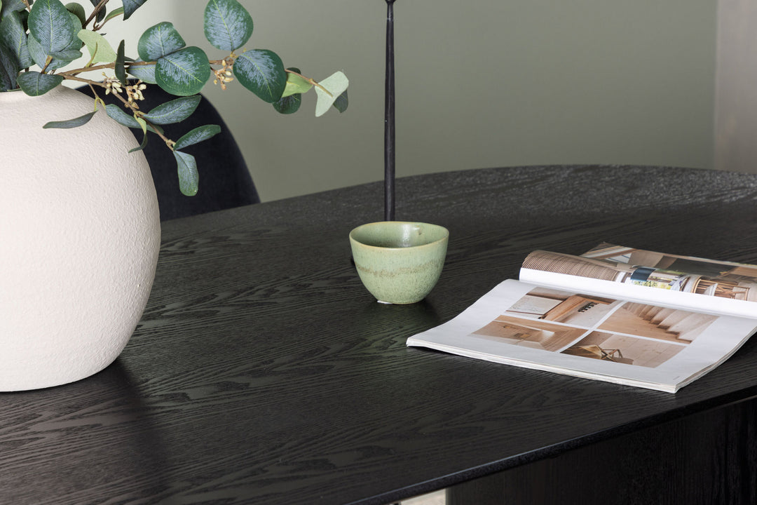 Venture Home Isolde Dining Table 180*75 - Black / Black MDF +Polar Dining Chair - Black Velvet / Chrome _4