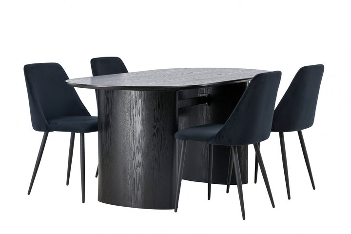 Venture Home Isolde Dining Table 180*75 - Black / Black MDF +Night Dining Chair - Black / Black Velvet _4