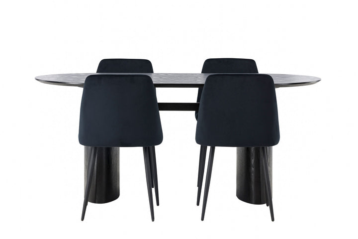 Venture Home Isolde Dining Table 180*75 - Black / Black MDF +Night Dining Chair - Black / Black Velvet _4