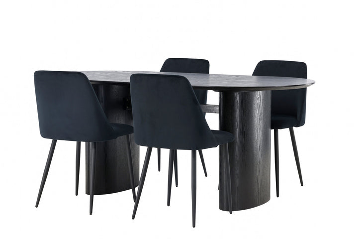 Venture Home Isolde Dining Table 180*75 - Black / Black MDF +Night Dining Chair - Black / Black Velvet _4