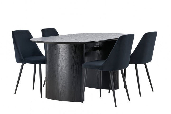 Venture Home Isolde Dining Table 180*75 - Black / Black MDF +Night Dining Chair - Black / Black Velvet _4