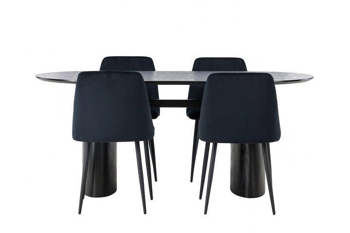 Venture Home Isolde Dining Table 180*75 - Black / Black MDF +Night Dining Chair - Black / Black Velvet _4