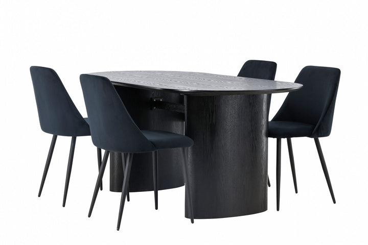 Venture Home Isolde Dining Table 180*75 - Black / Black MDF +Night Dining Chair - Black / Black Velvet _4