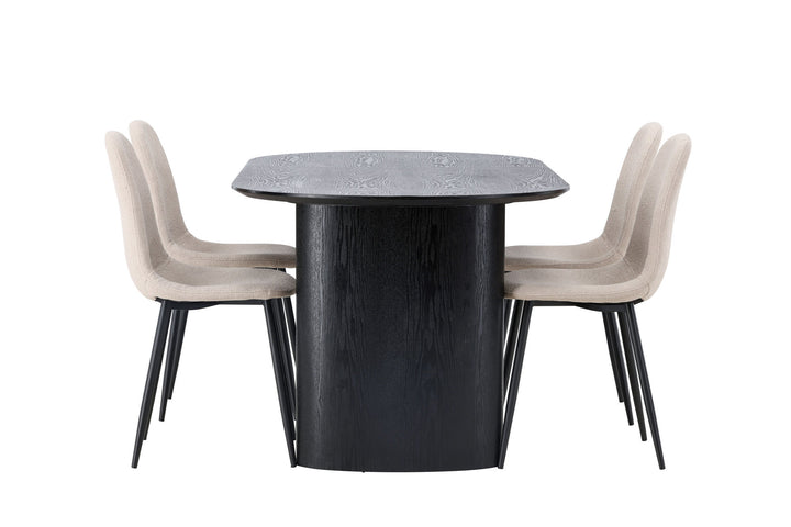 Venture Home Isolde Dining Table 180*75 - Black / Black MDF +Polar Dining Chair - Black / Beige Boucle _4