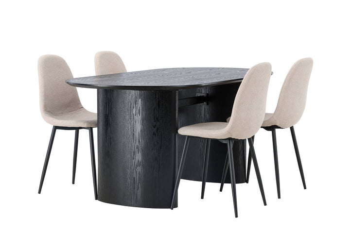 Venture Home Isolde Dining Table 180*75 - Black / Black MDF +Polar Dining Chair - Black / Beige Boucle _4