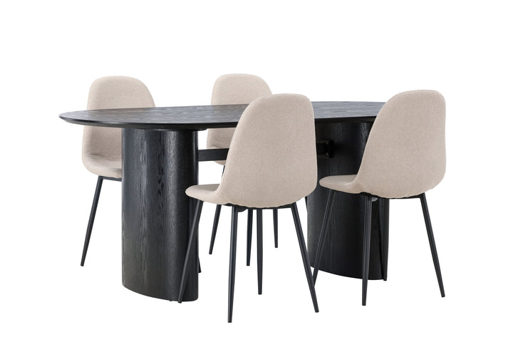 Venture Home Isolde Dining Table 180*75 - Black / Black MDF +Polar Dining Chair - Black / Beige Boucle _4