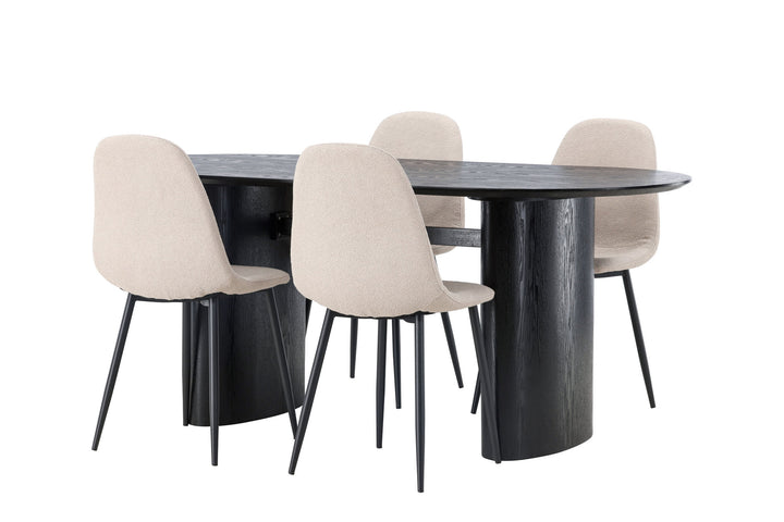 Venture Home Isolde Dining Table 180*75 - Black / Black MDF +Polar Dining Chair - Black / Beige Boucle _4