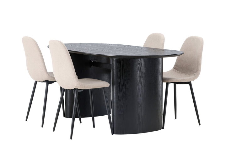 Venture Home Isolde Dining Table 180*75 - Black / Black MDF +Polar Dining Chair - Black / Beige Boucle _4