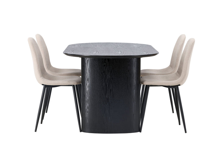 Venture Home Isolde Dining Table 180*75 - Black / Black MDF +Polar Dining Chair - Black / Beige Boucle _4