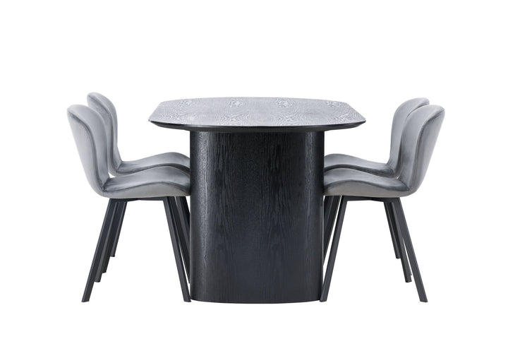 Venture Home Isolde Dining Table 180*75 - Black / Black MDF +Lilja Dining Chair - Black / Dark grey Fabric _4
