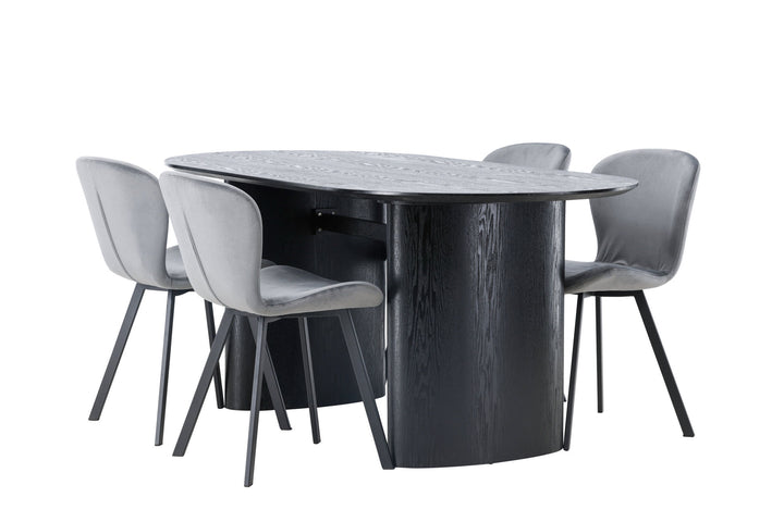 Venture Home Isolde Dining Table 180*75 - Black / Black MDF +Lilja Dining Chair - Black / Dark grey Fabric _4