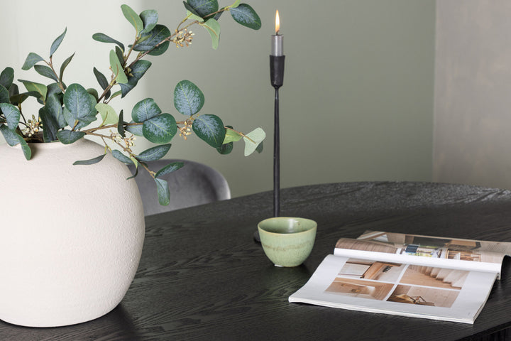 Venture Home Isolde Dining Table 180*75 - Black / Black MDF +Lilja Dining Chair - Black / Dark grey Fabric _4
