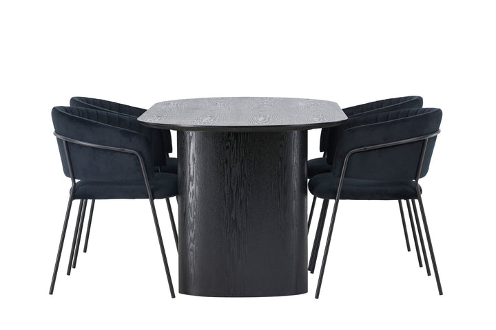 Venture Home Isolde Dining Table 180*75 - Black / Black MDF +Selma Dining Chair - Black / Black Velvet _4