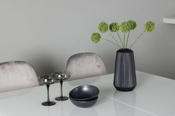 Venture Home Pluto Dining Table 120/160*90- White / MDF Glass +Eva Dining Chair - Light grey / Light grey Velvet _4