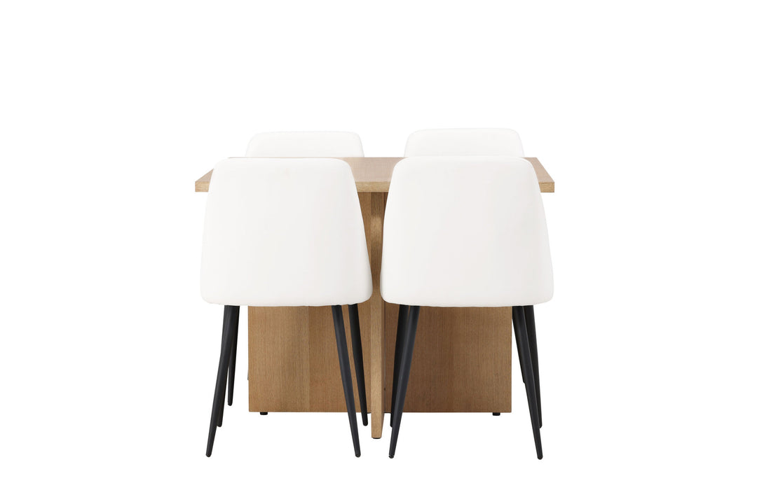 Venture Home Leo Dining Table 100*75 - Oaklook / Oaklook MDF +Night Dining Chair - Black / White PU _4