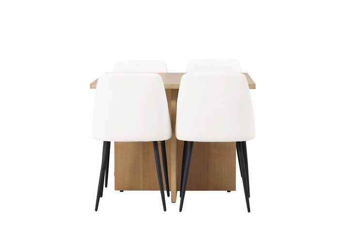Venture Home Leo Dining Table 100*75 - Oaklook / Oaklook MDF +Night Dining Chair - Black / White PU _4