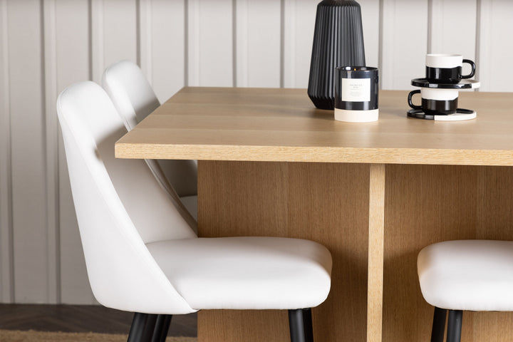 Venture Home Leo Dining Table 100*75 - Oaklook / Oaklook MDF +Night Dining Chair - Black / White PU _4