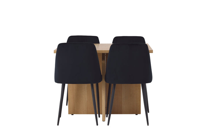 Venture Home Leo Dining Table 100*75 - Oaklook / Oaklook MDF +Night Dining Chair - Black / Black Velvet _4