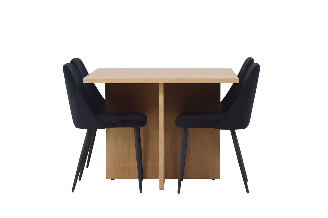 Venture Home Leo Dining Table 100*75 - Oaklook / Oaklook MDF +Night Dining Chair - Black / Black Velvet _4