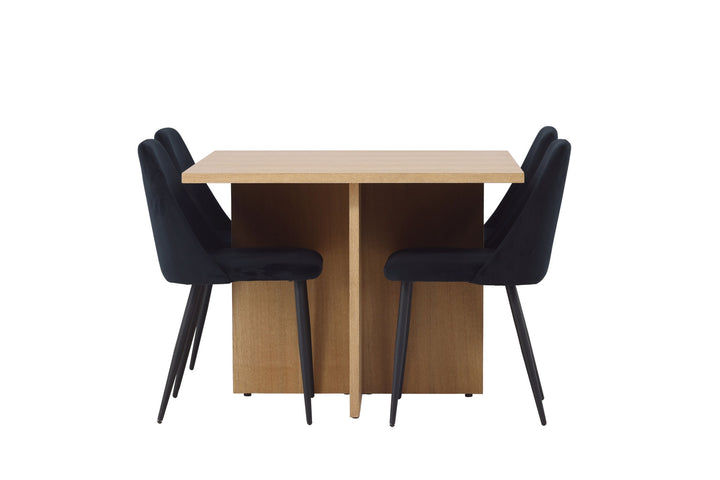 Venture Home Leo Dining Table 100*75 - Oaklook / Oaklook MDF +Night Dining Chair - Black / Black Velvet _4