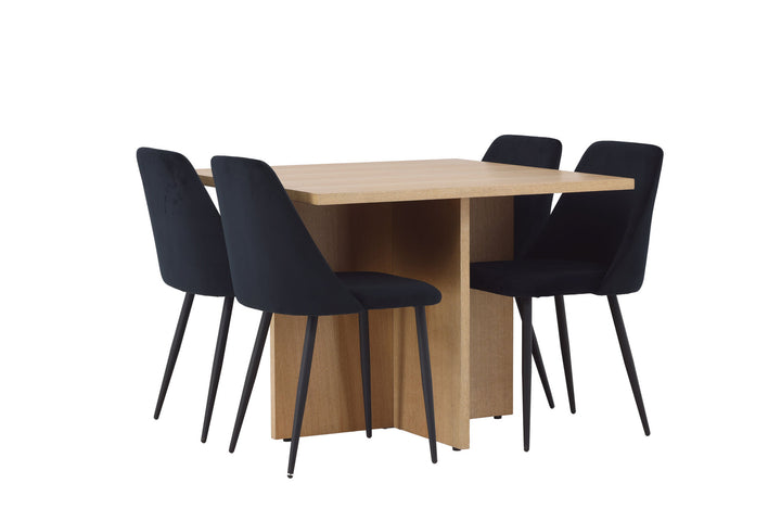 Venture Home Leo Dining Table 100*75 - Oaklook / Oaklook MDF +Night Dining Chair - Black / Black Velvet _4