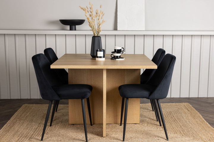 Venture Home Leo Dining Table 100*75 - Oaklook / Oaklook MDF +Night Dining Chair - Black / Black Velvet _4